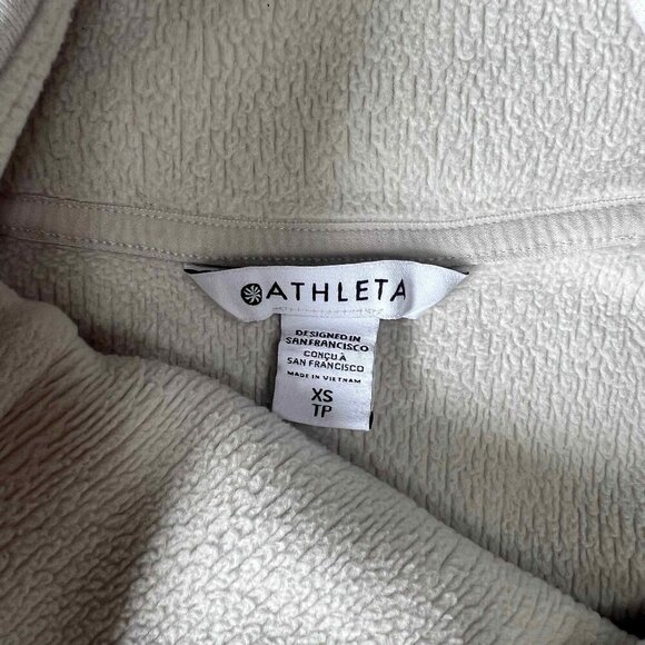 Athleta Cozy Karma Asym Pullover Wrap Sweatshirt Longsleeve Heather White XS - Picture 9 of 14